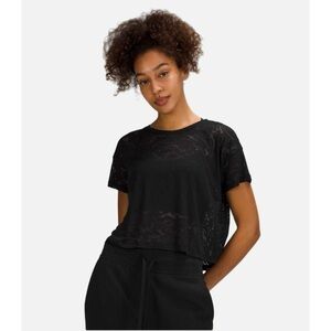 Lululemon Cates Tee Shirt Veil Black Burnout Small Short Sleeve Cropped